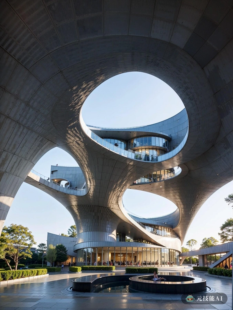 由John Lautner设计的未来主义博物馆矗立在纵横交错的道路背景下。该建筑类似于矩阵形状，几何图案蚀刻在其立面上，创造了光影的动态游戏。入口是一个宽阔的拱门，通向充满自然光的中庭。在室内，展品以非线性叙事的方式安排，邀请游客以新的方式探索和参与艺术和历史。博物馆不仅仅是一个物品的仓库，而是一个活生生的、会呼吸的有机体，将过去、现在和未来编织在一起。