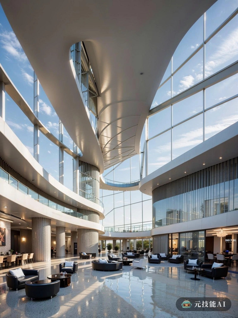 该酒店由扎哈·哈迪德(Zaha Hadid)设计，位于城市中心，具有未来感。它的几何形状是曲线和角度的发挥，在天际线的衬托下创造了一个动态和独特的轮廓。外部是玻璃和金属的光滑融合，反映了周围的光线和天空，而内部是一个相互连接的空间迷宫，每个空间都有特定的用途，但又无缝地连接到下一个空间。酒店的大堂是活动的灯塔，其高高的天花板和开放的平面图，邀请客人探索它提供的许多设施。几何形式在室内延续，抽象艺术和家具的设计与建筑相辅相成。外面的天气是太阳和云的完美融合，在建筑的外部投下柔和的阴影，增加了它的空灵之美。扎哈·哈迪德设计的酒店不仅仅是一个住宿的地方，而且本身就是一种体验。