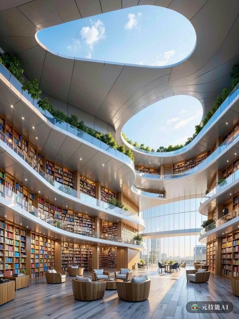 图为丹麦著名建筑师Bjarke Ingels设计的未来主义图书馆。图书馆看起来像一个动态和起伏的结构,就像一个波浪在岩石海岸上破碎。外部由一系列相互连接的吊舱组成,每个吊舱都包含图书馆的不同区域。吊舱被透明玻璃覆盖,让自然光充满室内空间。在内部,豆荚打开,展示迷宫般的阅读区,学习舱和多媒体室。该设计不仅在视觉上引人注目,而且具有环境可持续性,如绿色屋顶和雨水收集系统。图书馆是智力探索和创新的象征,邀请游客沉浸在知识和想象的世界中。 图为丹麦著名建筑师Bjarke Ingels设计的未来主义图书馆。图书馆看起来像一个动态和起伏的结构,就像一个波浪在岩石海岸上破碎。外部由一系列相互连接的吊舱组成,每个吊舱都包含图书馆的不同区域。吊舱被透明玻璃覆盖,让自然光充满室内空间。在内部,豆荚打开,展示迷宫般的阅读区,学习舱和多媒体室。该设计不仅在视觉上引人注目,而且具有环境可持续性,如绿色屋顶和雨水收集系统。图书馆是智力探索和创新的象征,邀请游客沉浸在知识和想象的世界中。