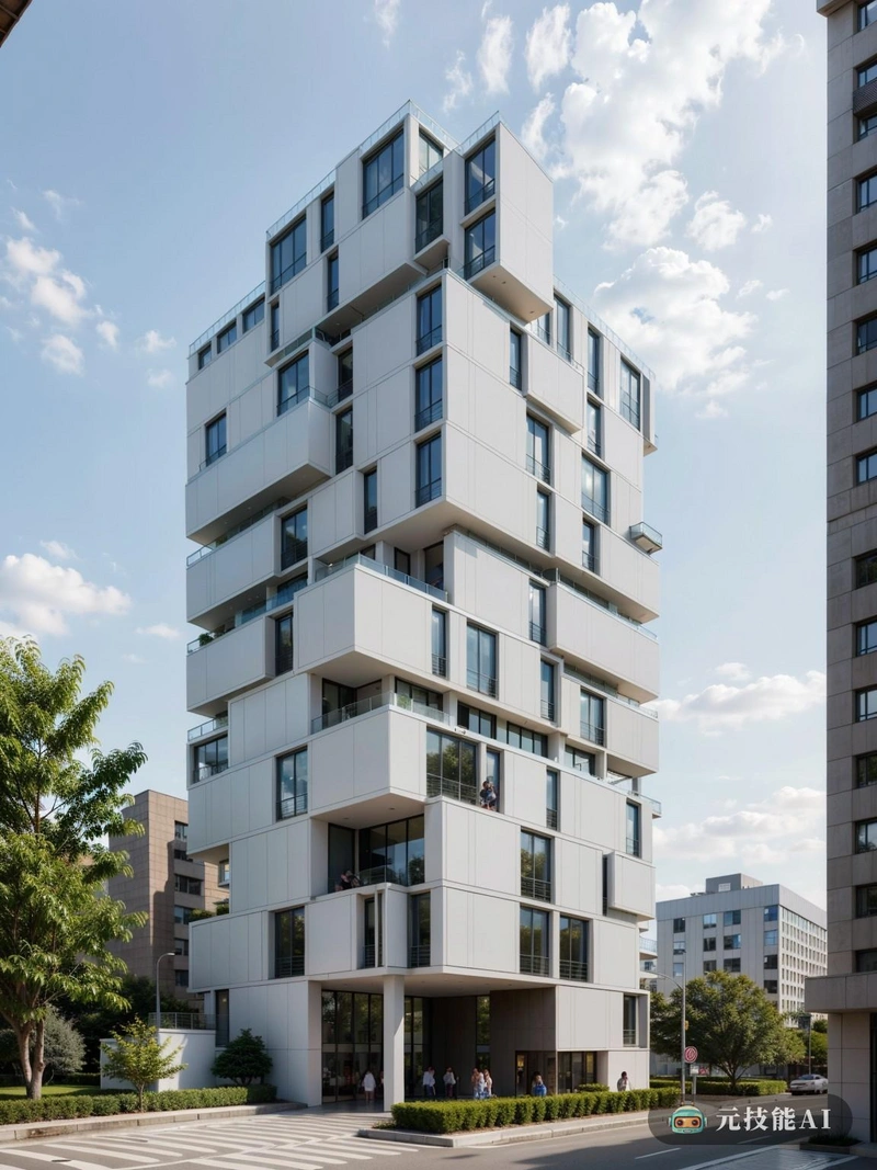 这张黑白照片描绘了由著名建筑师山崎实设计的时尚现代住宅建筑。在城市景观的背景下,建筑高大而优雅,其几何线条和干净的表面反映了现代主义建筑的原则。窗户沿立面均匀分布,允许自然光进入,并为居民提供周围城市景观的全景。图像捕捉了山崎设计美学的精髓,功能与美感的和谐融合。 这张黑白照片描绘了由著名建筑师山崎实设计的时尚现代住宅建筑。在城市景观的背景下,建筑高大而优雅,其几何线条和干净的表面反映了现代主义建筑的原则。窗户沿立面均匀分布,允许自然光进入,并为居民提供周围城市景观的全景。图像捕捉了山崎设计美学的精髓,功能与美感的和谐融合。