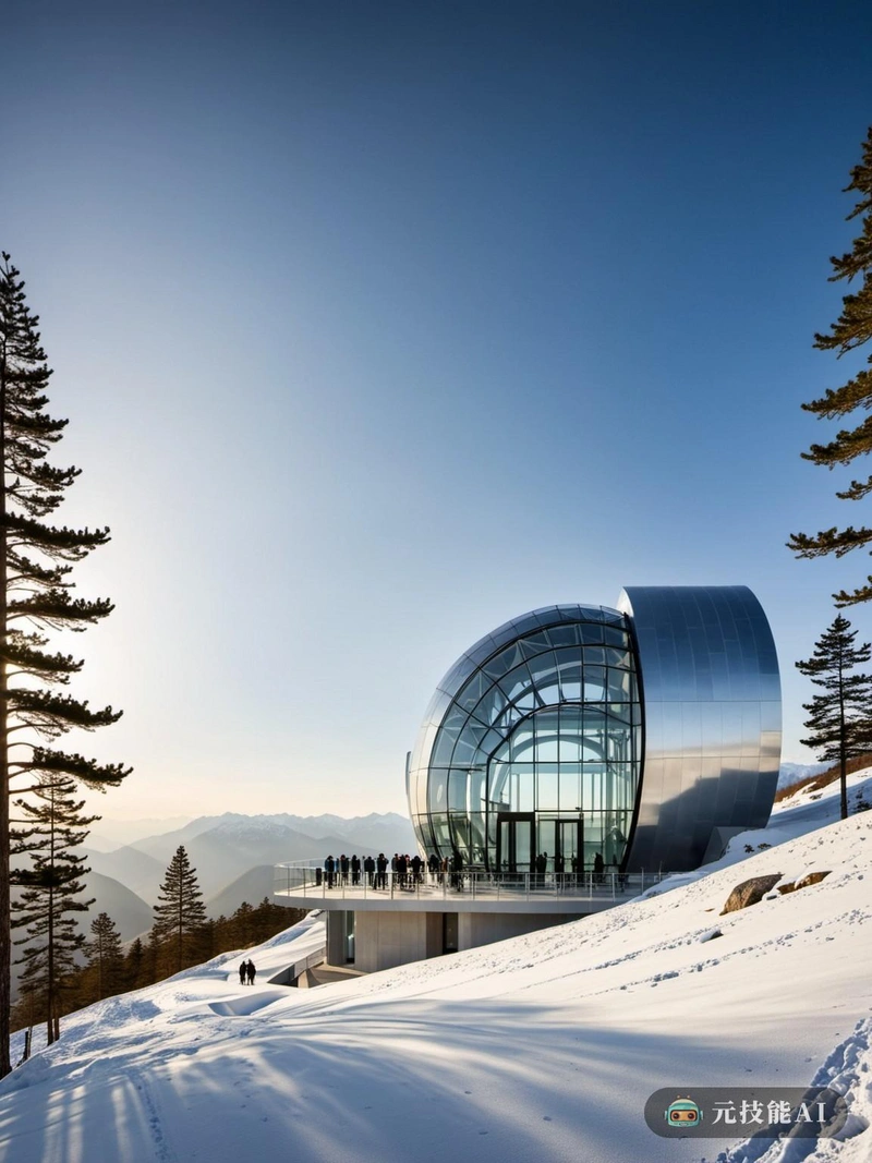 高山天文台，一个融合了寒冷地区建筑和极简主义美学的设计概念，站在高山上的哨兵。它主要由玻璃和钢铁建造，体现了现代性和耐久性，反映了高山环境的宁静，同时提供了一个尖端的观景台。建筑的玻璃立面可以欣赏到周围白雪皑皑的山峰和起伏的山谷的全景，而钢框架则确保了在最恶劣的冬季条件下的稳定性。天文台的极简主义设计并非没有向保守主义致敬，因为它向传统的高山建筑致敬，Mansard屋顶既补充了自然景观，又提供了额外的隔离元素。天文台内部为游客提供了一个舒适的欣赏风景的空间，配备了现代化的设施，如加热地板和先进的天文望远镜。这个设计不仅仅是一个结构;它是通往高山世界奇观的门户，在这里，极简主义和保守主义融合在一起，创造了一种永恒的体验。