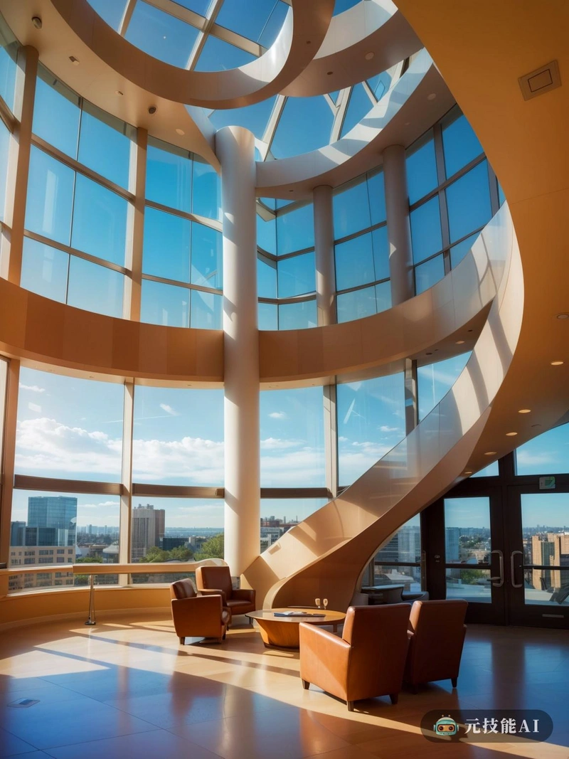 由著名建筑师弗兰克·盖里设计的未来医院是现代医学的灯塔。建筑的外部是曲面和动态形状的马赛克，创造了一个充满活力和欢迎的入口。大窗户引入自然光，促进积极的治疗环境。在内部，设计同样创新，开放的平面图和最先进的医疗设施。医院的内部空间设计为营造一种社区感和舒适感，采用暖色调和诱人的家具。Gehry的标志性风格贯穿始终，每个元素都经过精心考虑，以增强患者的体验。