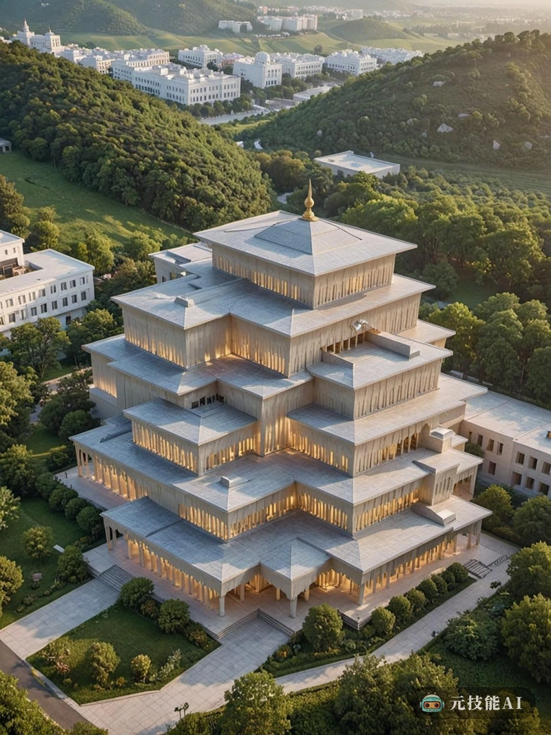 丹尼尔·里伯斯金(Daniel Libeskind)设计的一座寺庙的迷人形象浮现在眼前。在连绵起伏的丘陵和空灵的日落的背景下,该建筑似乎是现代与传统的和谐融合。寺庙的设计是独特的,起伏的形式和不对称的布局反映了里伯斯金的标志性风格。复杂的雕刻和华丽的窗户等细节增添了寺庙的宏伟。傍晚温暖的阳光将建筑沐浴在柔和的光线中,在景观上投下长长的阴影。这座寺庙是里伯斯金建筑天才的见证,是精神和文化意义的灯塔。 丹尼尔·里伯斯金(Daniel Libeskind)设计的一座寺庙的迷人形象浮现在眼前。在连绵起伏的丘陵和空灵的日落的背景下,该建筑似乎是现代与传统的和谐融合。寺庙的设计是独特的,起伏的形式和不对称的布局反映了里伯斯金的标志性风格。复杂的雕刻和华丽的窗户等细节增添了寺庙的宏伟。傍晚温暖的阳光将建筑沐浴在柔和的光线中,在景观上投下长长的阴影。这座寺庙是里伯斯金建筑天才的见证,是精神和文化意义的灯塔。