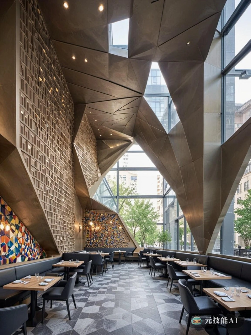 丹尼尔·里伯斯金(Daniel Libeskind)设计的餐厅室内设计以其独特的现代和几何美学融合而迷人。空间被柔和的自然光照亮,营造出温暖而诱人的氛围。外面的天气是一个温暖的夏日,柔和的阳光透过窗户,在室内投下舞蹈般的阴影。几何形式在设计中很明显,棱角分明的家具和抽象的艺术品增加了视觉上的乐趣。风格是现代而舒适,强调舒适和功能。像纹理墙纸,金属固定装置和充满活力的调色板等细节使设计栩栩如生。总体而言,丹尼尔·里伯斯金的餐厅设计是几何形状和当代风格力量的惊人证明。 丹尼尔·里伯斯金(Daniel Libeskind)设计的餐厅室内设计以其独特的现代和几何美学融合而迷人。空间被柔和的自然光照亮,营造出温暖而诱人的氛围。外面的天气是一个温暖的夏日,柔和的阳光透过窗户,在室内投下舞蹈般的阴影。几何形式在设计中很明显,棱角分明的家具和抽象的艺术品增加了视觉上的乐趣。风格是现代而舒适,强调舒适和功能。像纹理墙纸,金属固定装置和充满活力的调色板等细节使设计栩栩如生。总体而言,丹尼尔·里伯斯金的餐厅设计是几何形状和当代风格力量的惊人证明。