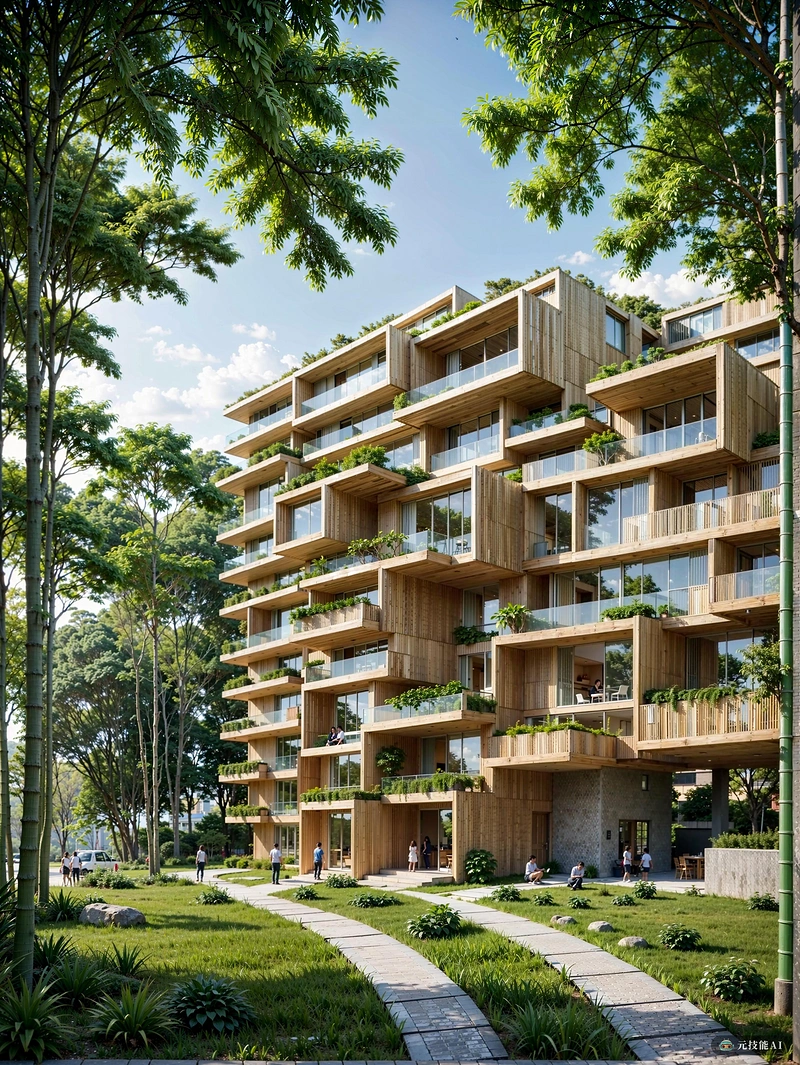作为一个高科技生态城市，生态友好型竹梯田社会住宅的设计理念体现了可持续生活的未来。该综合体采用几何和现代的方式，规划为梯田式布局，最大限度地利用空间，最大限度地减少对环境的影响。该设计的核心是使用竹子，这是一种具有环境和经济优势的可再生资源。日本现代主义的影响在简洁的线条和室内外空间的和谐融合中很明显，促进了一种平静感和与自然的联系。每个单元都是为了舒适和节能而设计的，融合了最新的绿色技术。其结果是一个充满活力，但对环境负责的社会住宅综合体，为可持续城市发展树立了新的标准。