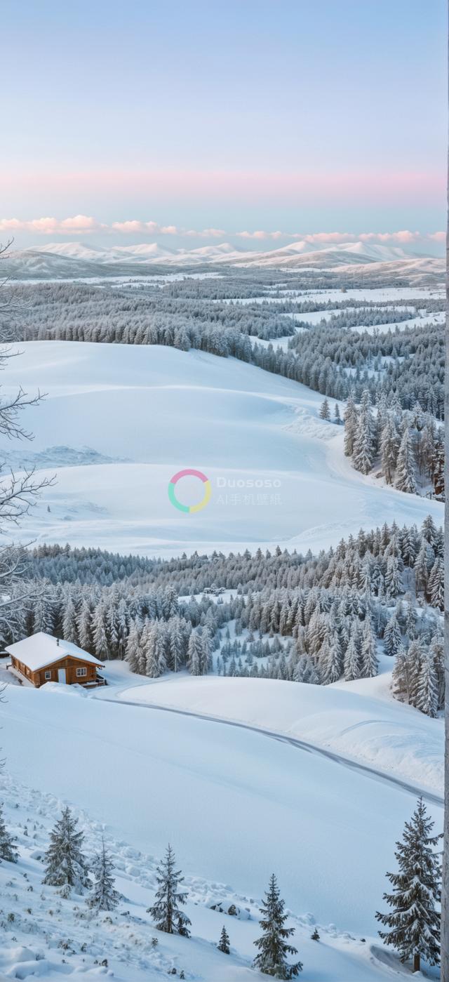 雪域孤舍：冬日宁静山景摄影展现纯净冰雪奇境