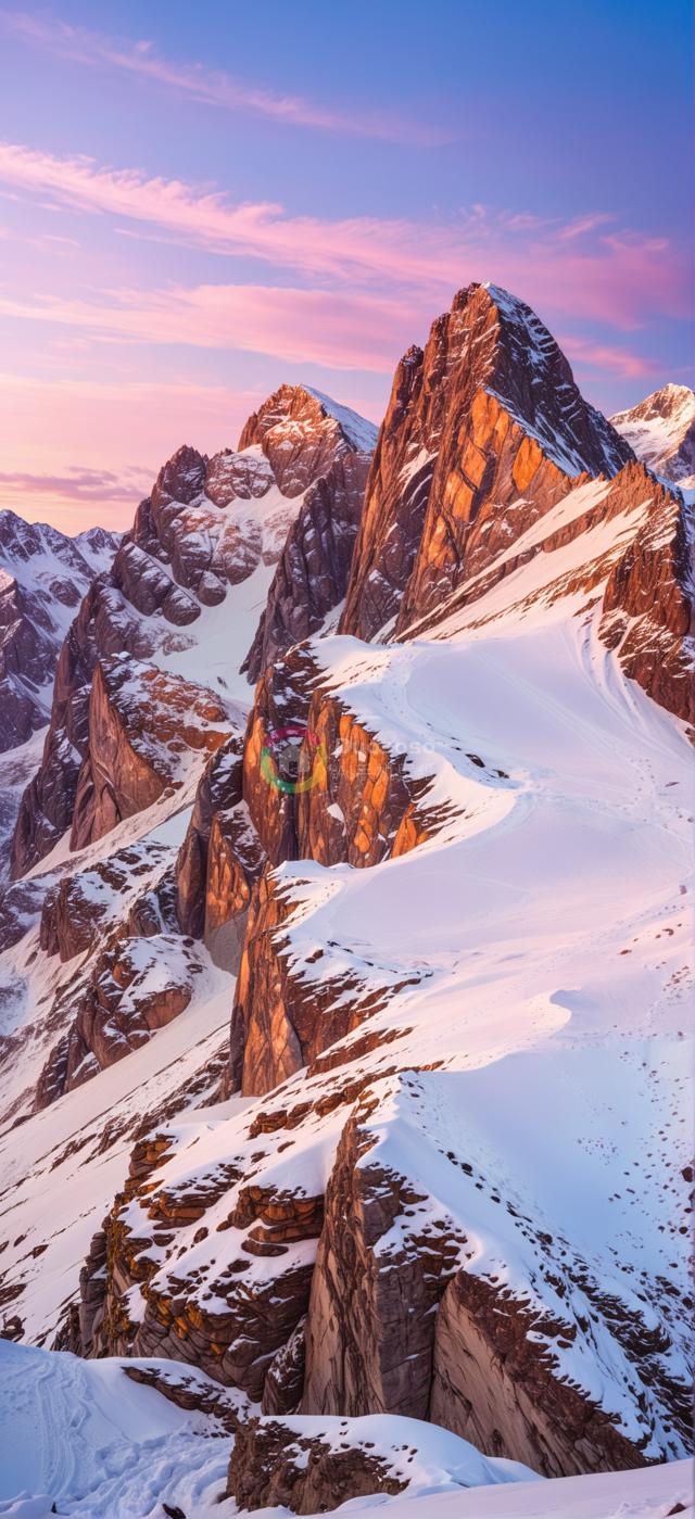 金晖下的雪峰奇观：阳光照亮雪山巅峰的壮丽摄影