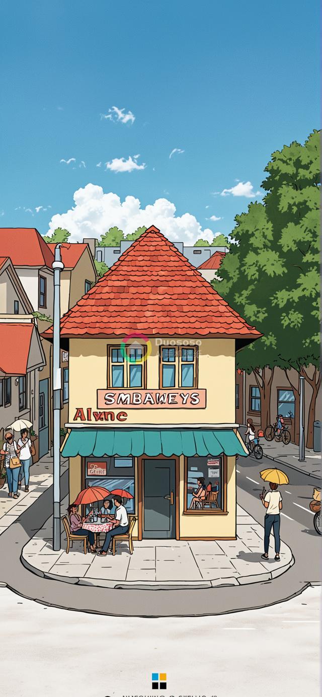 夏日晴朗中graphic novel风情的魅力街角咖啡馆「Alvne Smbaweys」休闲生活图绘