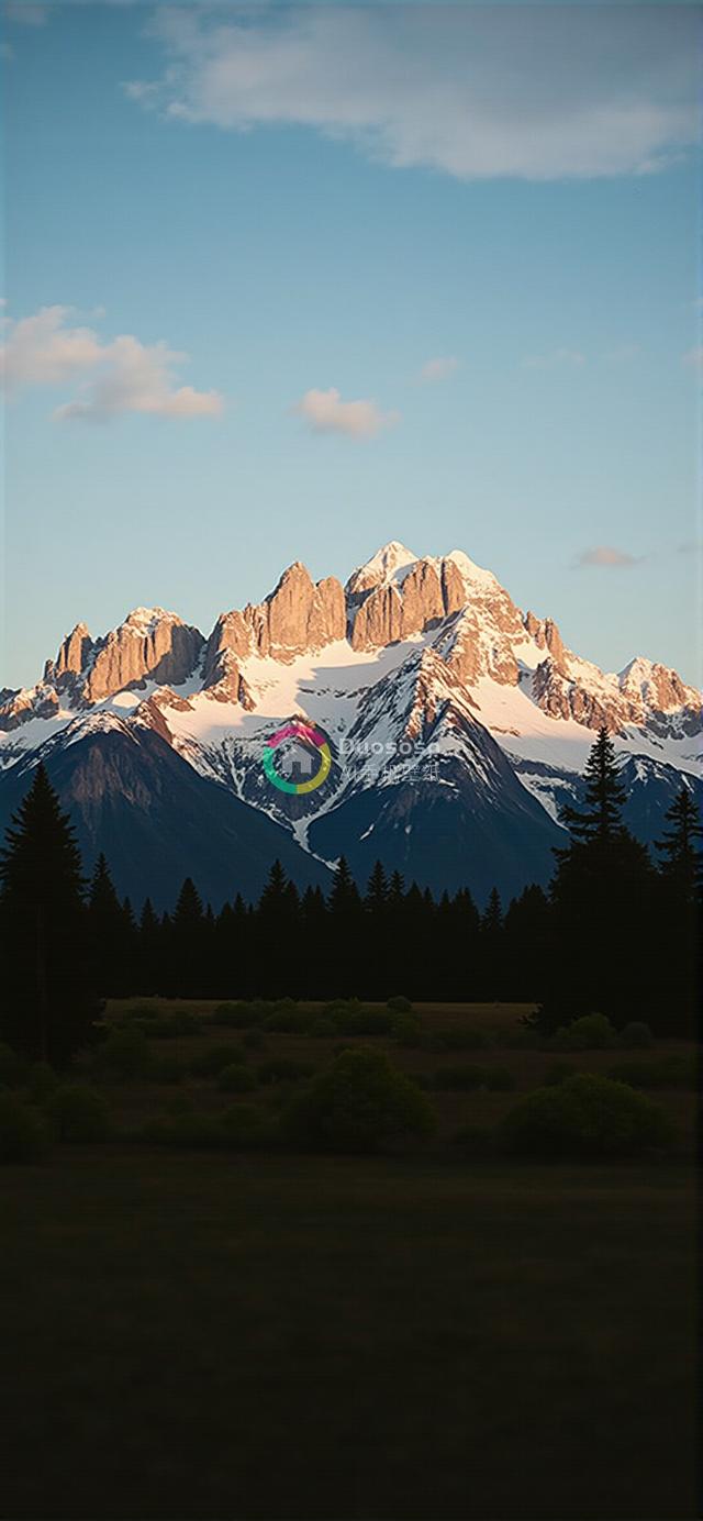 落日余晖下的壮丽雪山风光