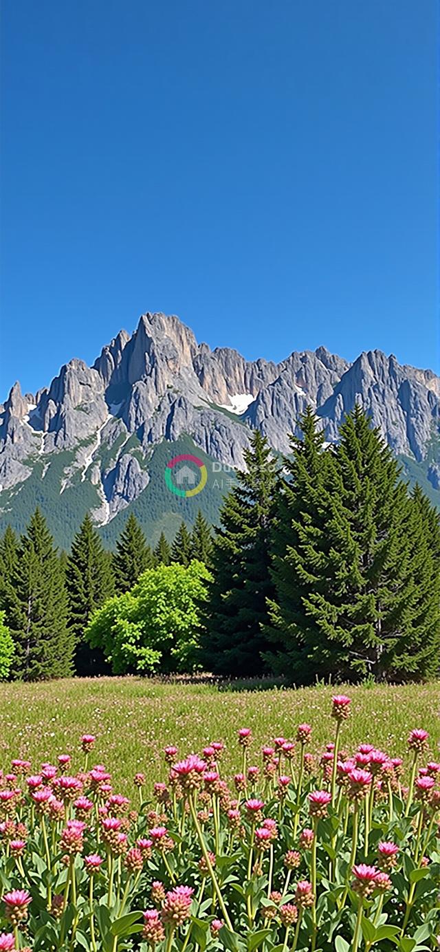 绝美山景照：翠绿山脉与盛放樱花交织的壮丽风光