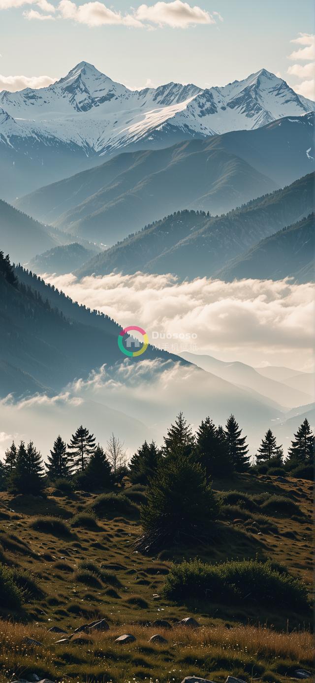 晨昏之时的壮丽山脉：光影交错间的静谧与壮美