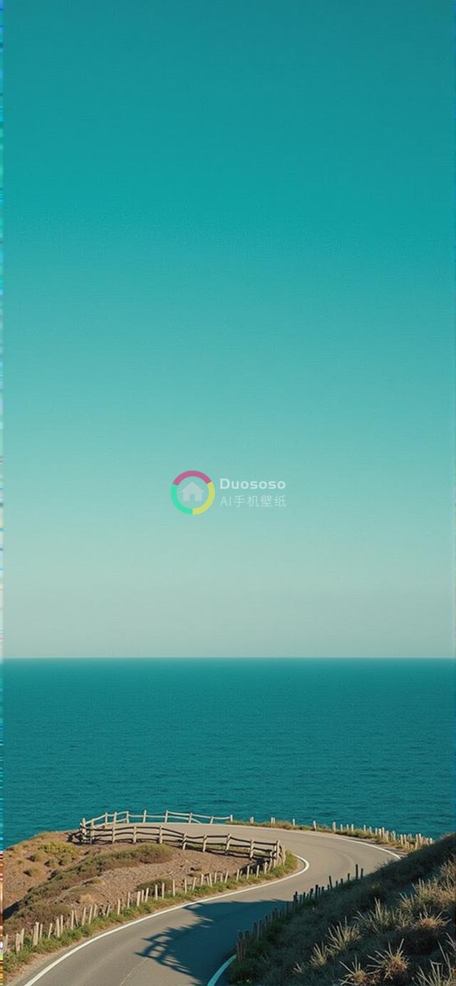 “高空俯瞰沿海蜿蜒道路通向碧蓝海洋的宁静风光”