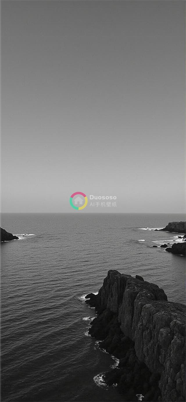 黑白摄影展现岩石海岸与浩渺海洋的壮阔对比