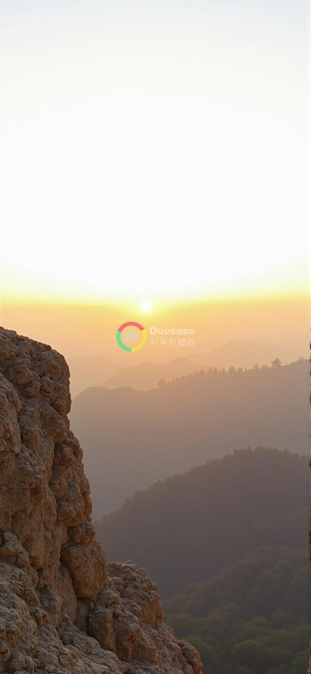 迷雾余晖下的山川景观：温暖光影中的深度与宁静