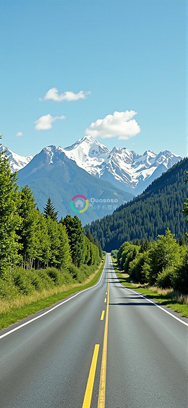 通往雪峰的公路风光：驾驶视角下的壮丽自然美景