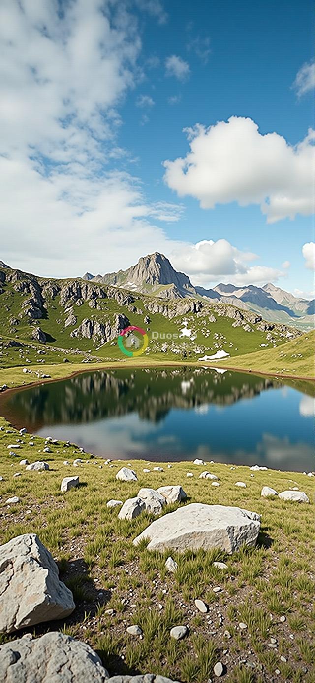 镜湖映照壮丽山峰：一幅阿尔卑斯宁静美景的照片