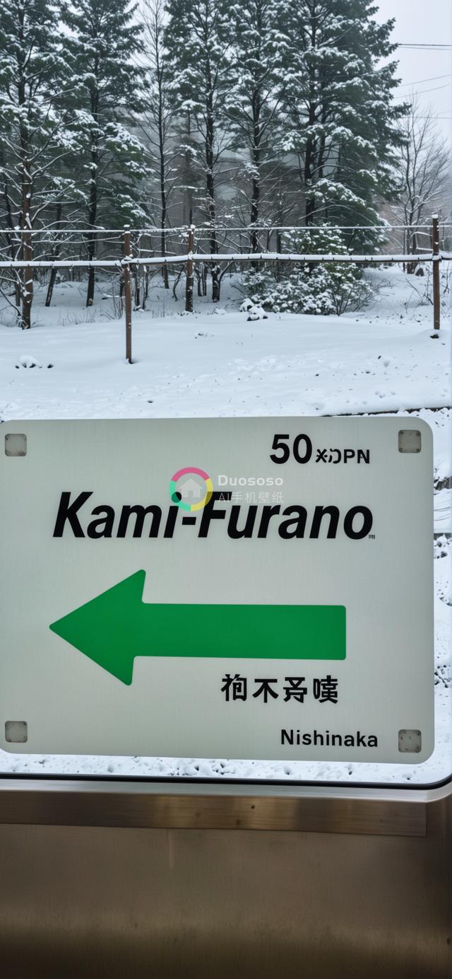 雪覆盖背景下的神富良站指示牌火车月台摄影