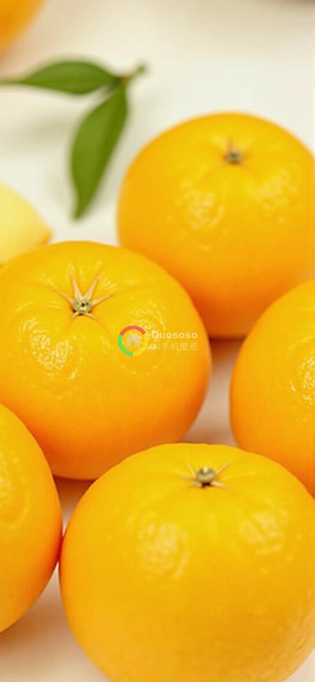 五颗成熟橙子焦点摄影，鲜活质感展健康活力