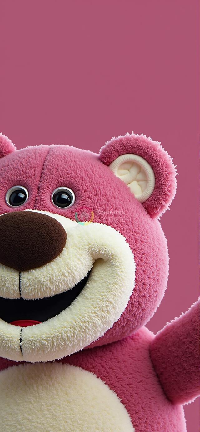 粉色魅力泰迪熊近距离特写渲染图