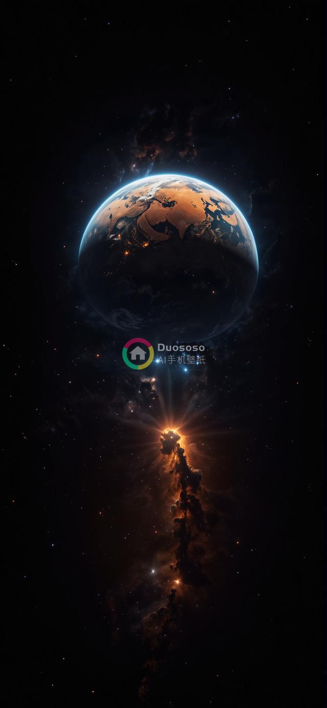 太空视角地球渲染图：暗色调超现实星际奇观