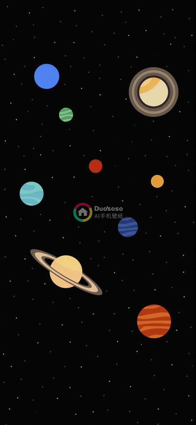 简约风格九行星图展现宇宙奥秘与色彩之美