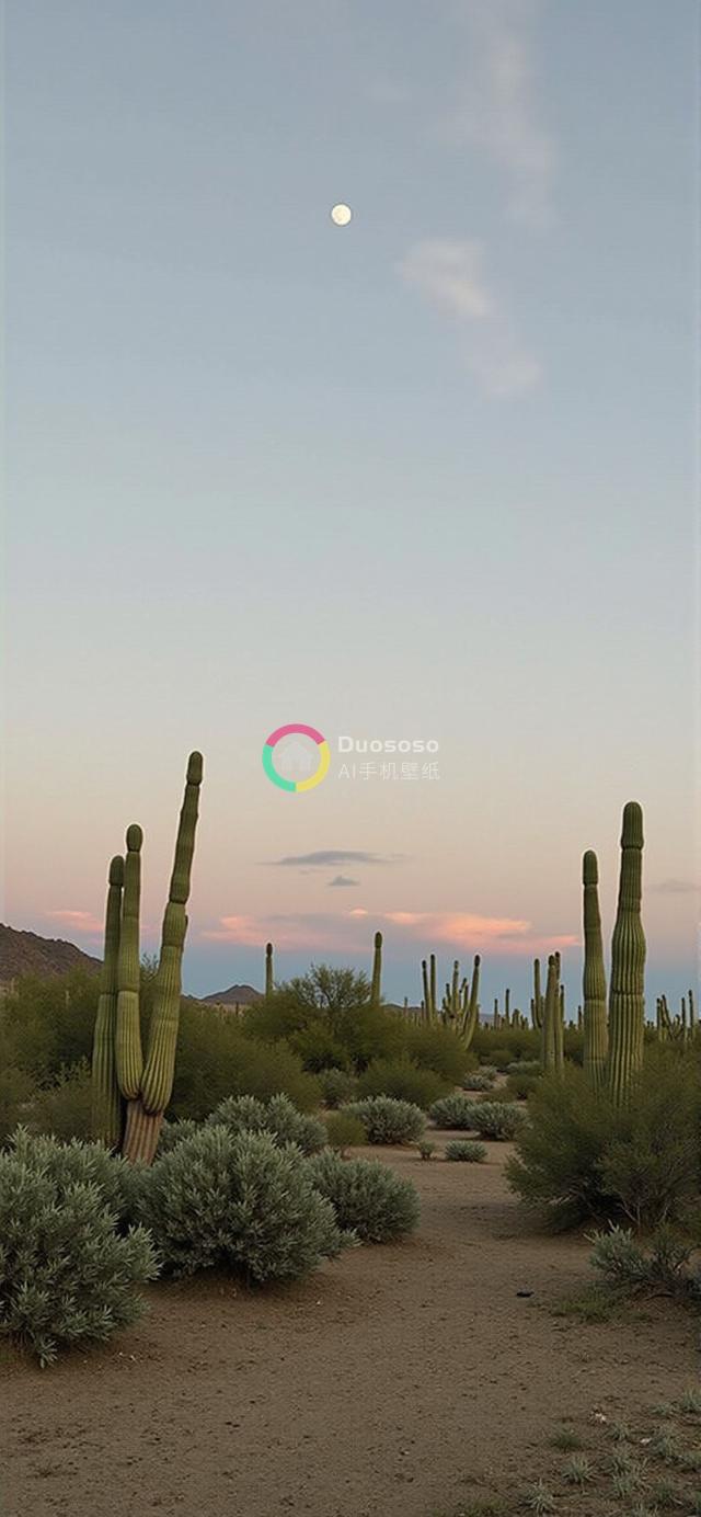 暮色索诺兰沙漠：暖粉余晖与仙人掌群的视觉盛宴