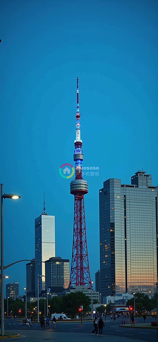 黄昏时分日本札幌电视塔璀璨风光摄影