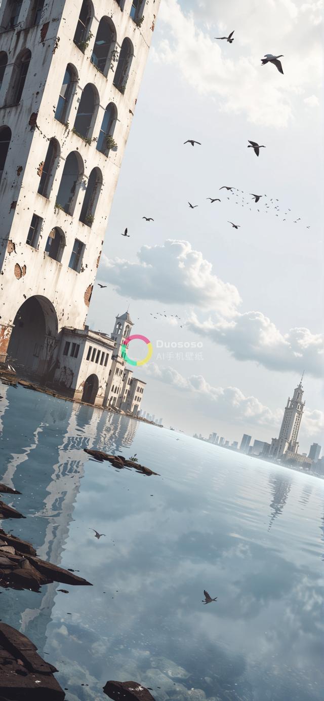 沉没之城：末世景象中的倾斜白塔
