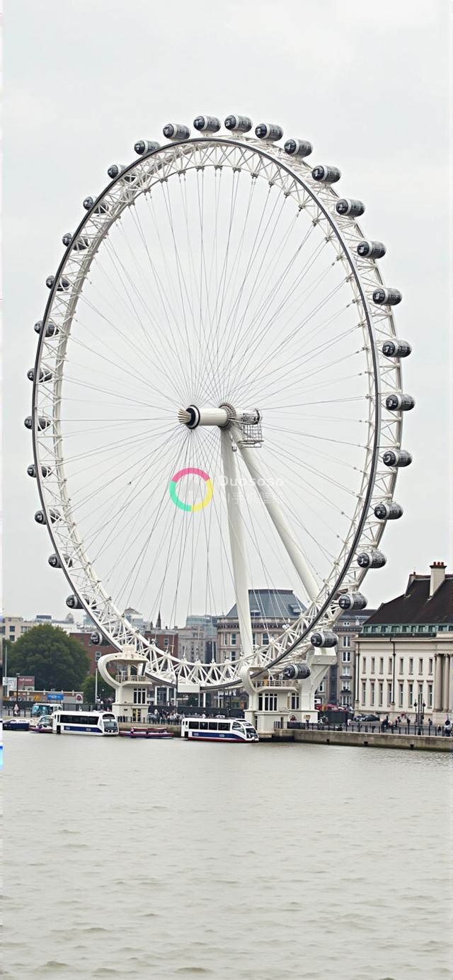 伦敦眼巨型摩天轮低角度壮观摄影