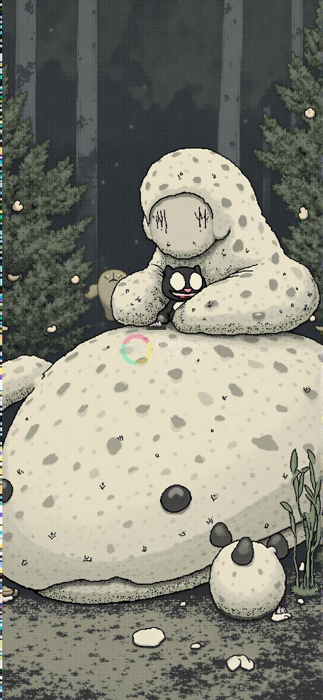 暗林奇幻生物：像素灰阶画风下的神秘同伴