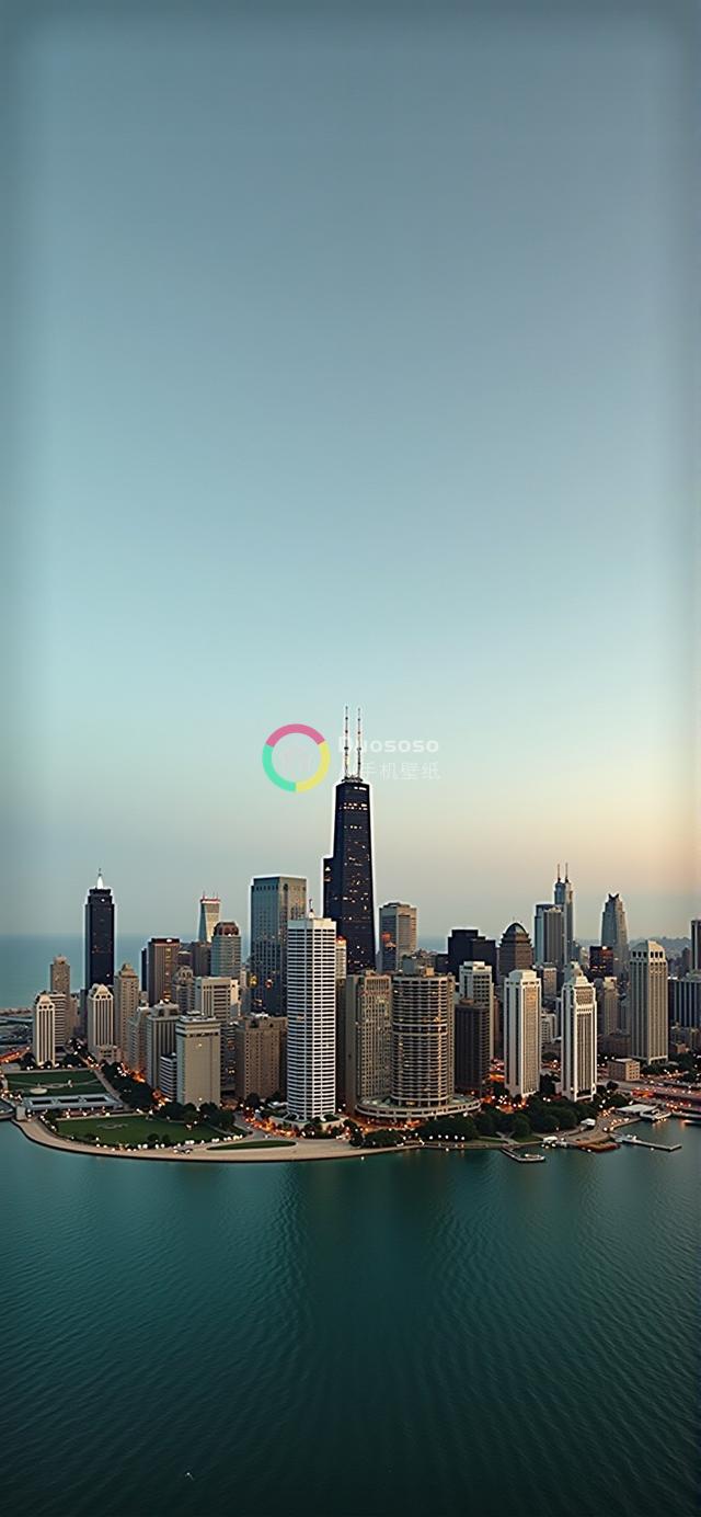 航拍芝加哥天际线：威利斯大厦领衔夜幕降临前的城市风光