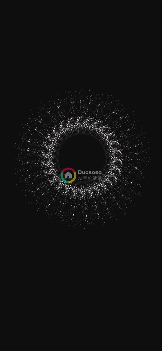 放射状白点环绕黑圆的动态圆形设计图案