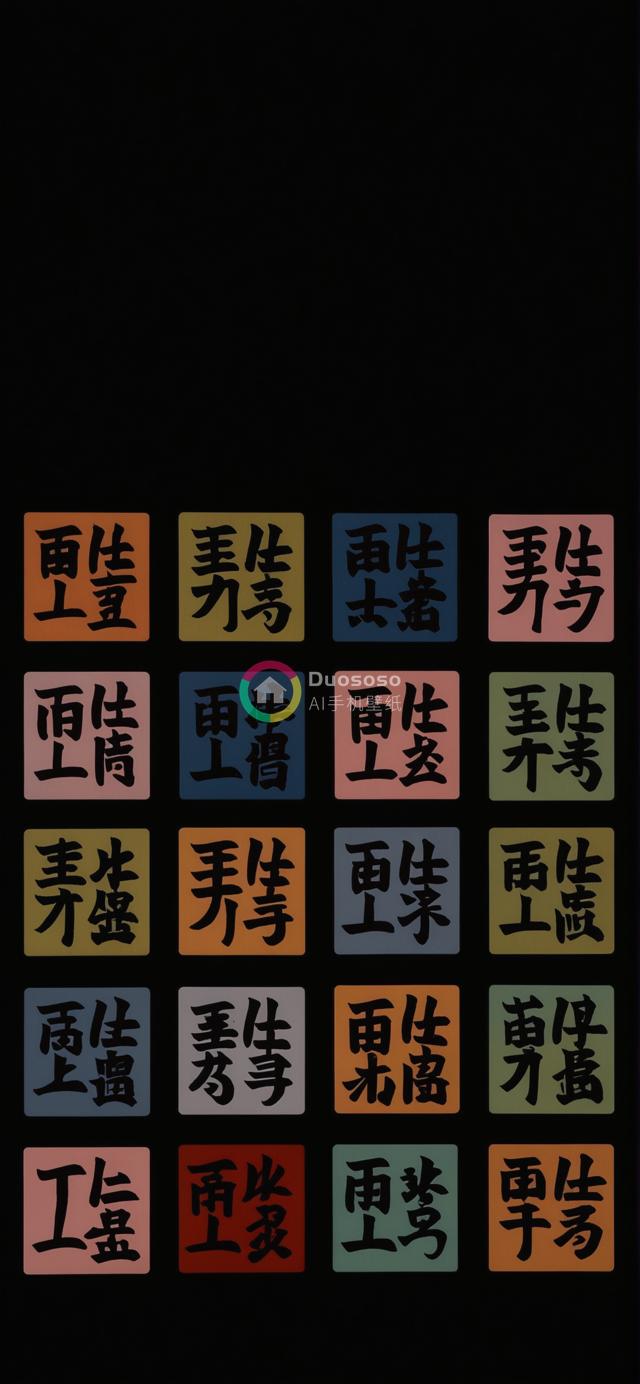 极简风格日文字符方格艺术画