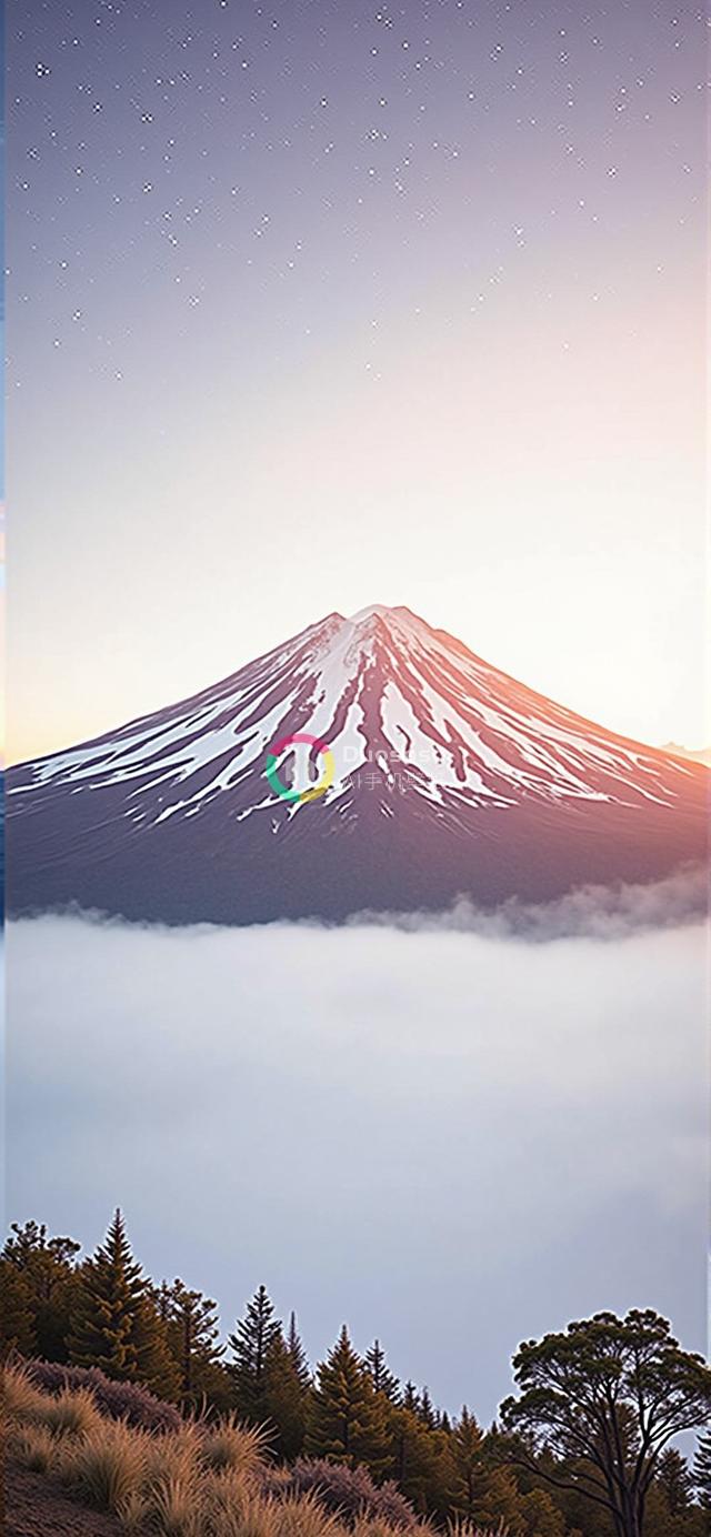 日照雪峰云海：壮丽山峰与宁静星空的绝美画卷