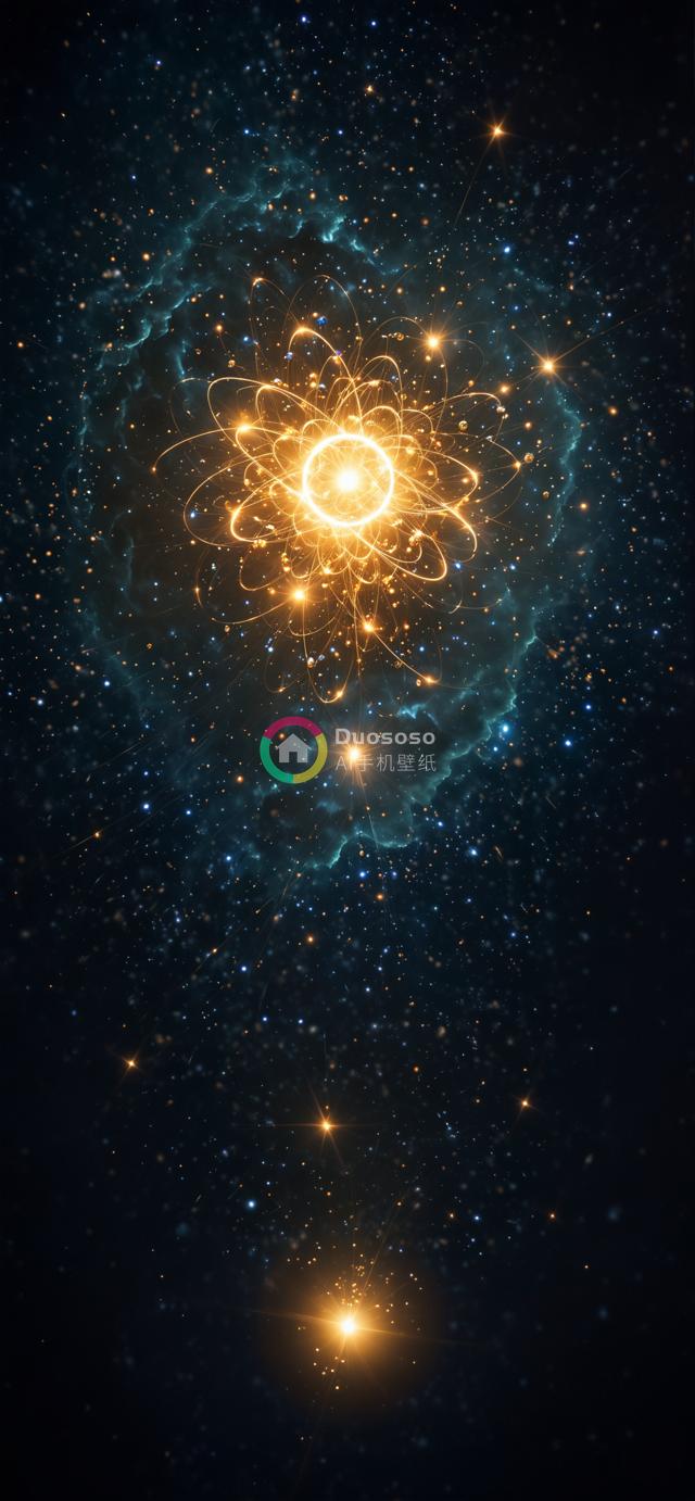金色原子绕能量辉映深空奇观