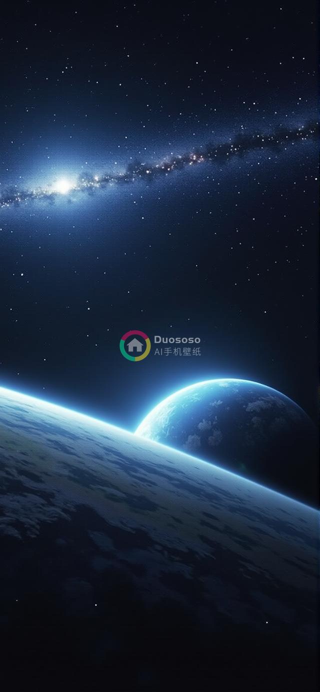 宇宙景观渲染图：星球曲线与星河浩渺的深空奇观