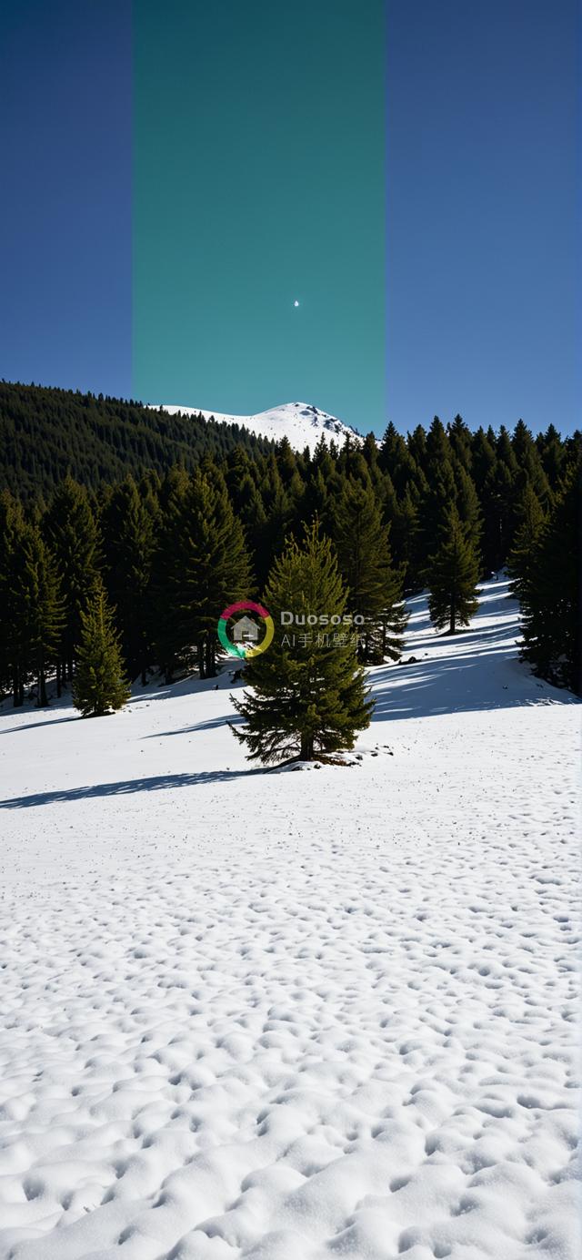 冬景佳作：雪山松林，蓝调光影分割画幅