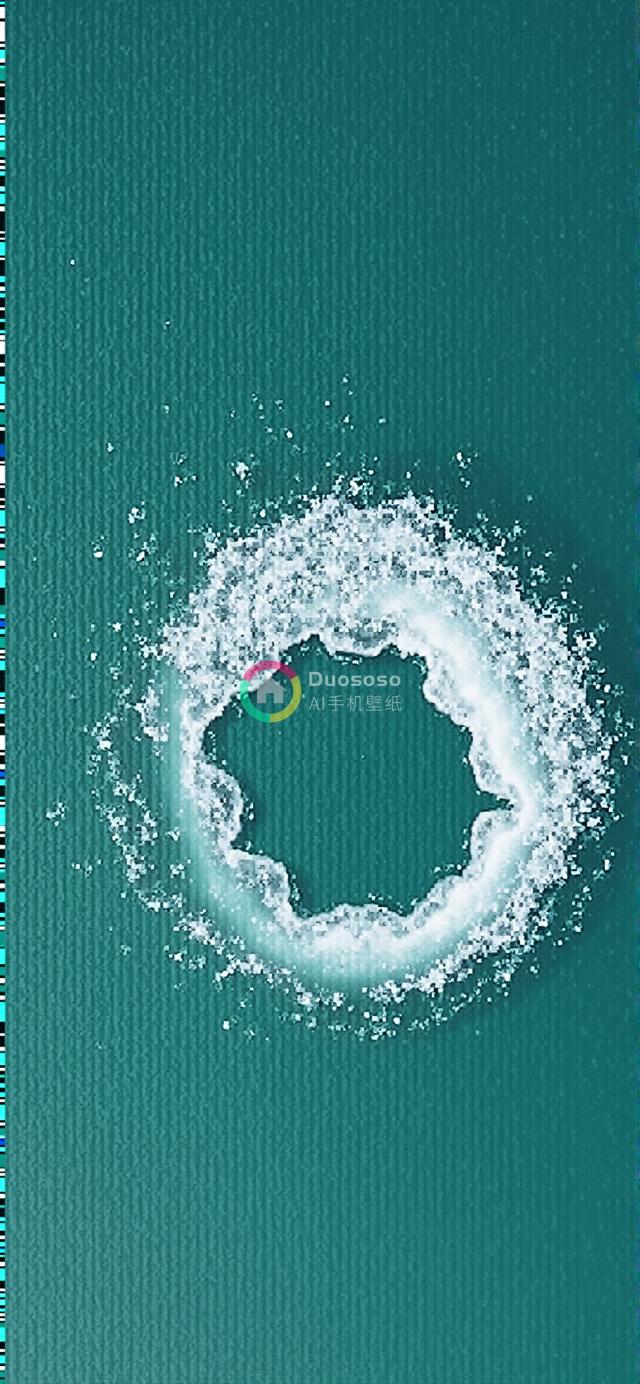 空中视角下的爆裂状白沙映衬湖蓝色脊纹背景摄影