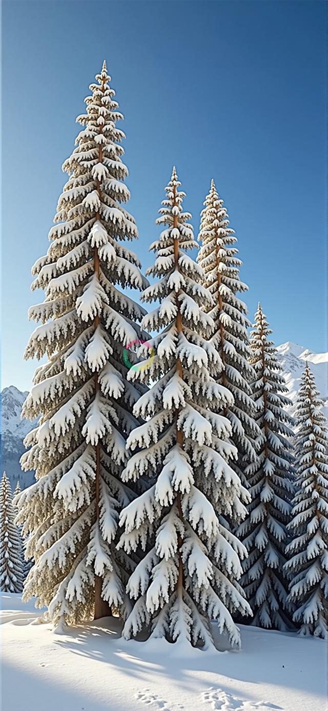 雪域松涛：实感画风下的冬日山林壮丽景象