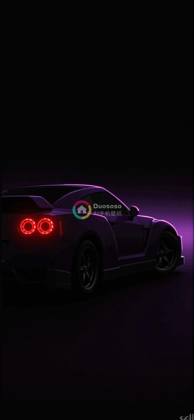 暗紫色调低角度展现日产GTR跑车力量与神秘