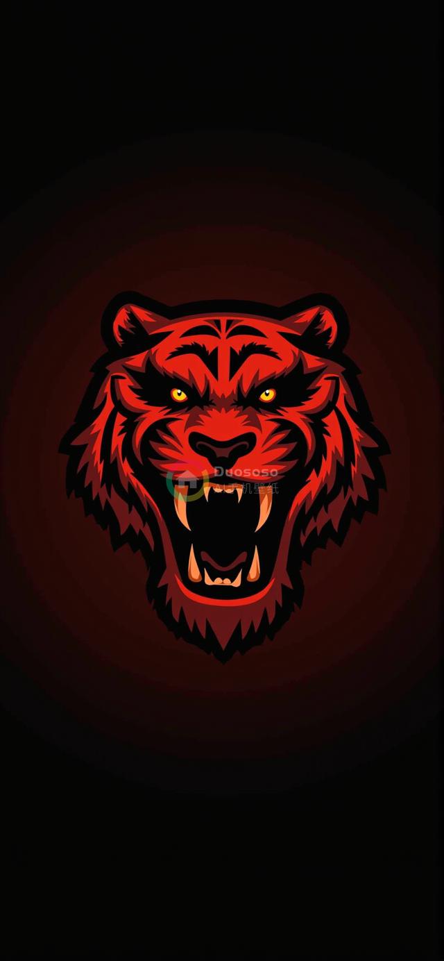红黑虎头渲染图：凶猛气势映暗调渐变背景，彰显力量与霸气