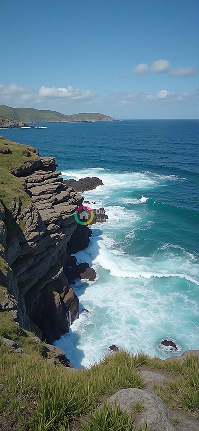 惊心动魄的海岸风光：层叠陡峭悬崖俯瞰碧蓝海洋