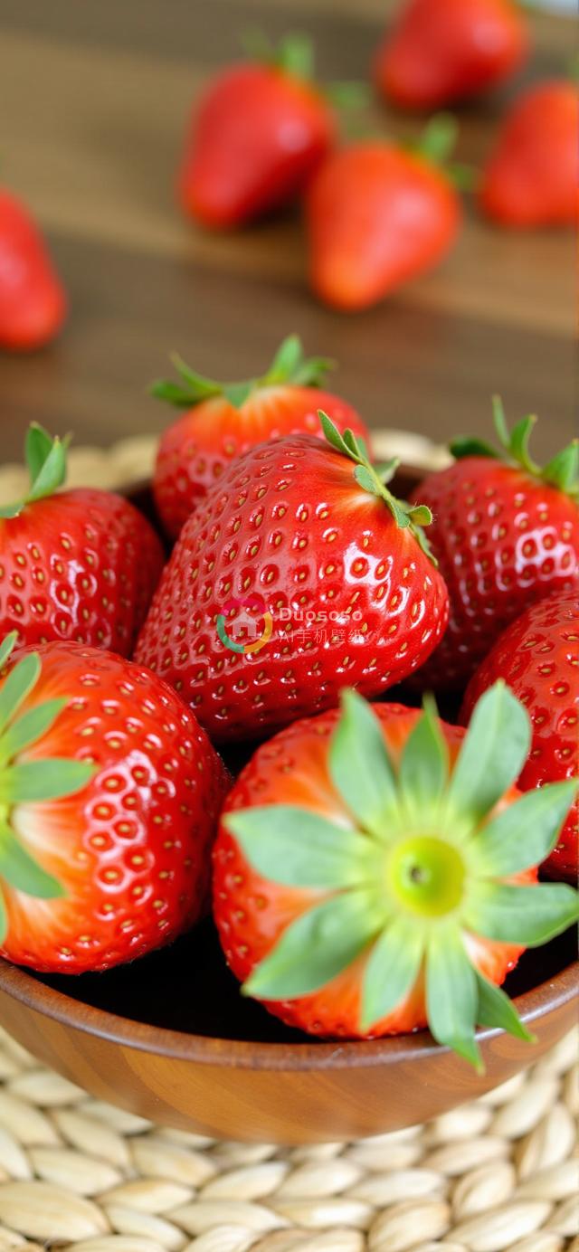 鲜嫩饱满草莓满溢木碗的夏日风情摄影