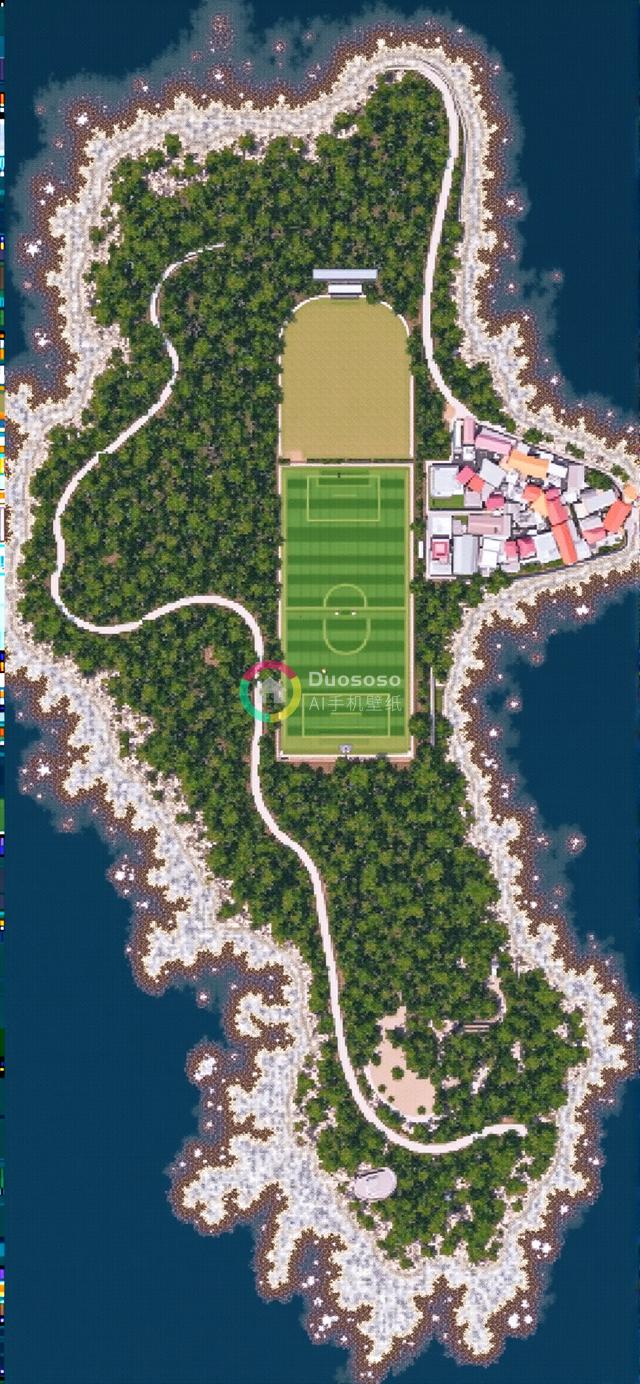 《我的世界》定制岛屿体育综合体高空视角渲染图