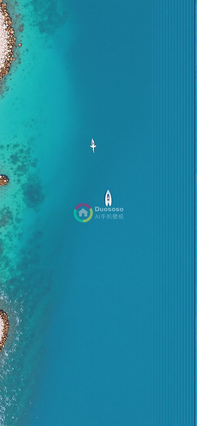 俯瞰视角下充满活力的蓝色海洋摄影：展现海之浩瀚与宁静