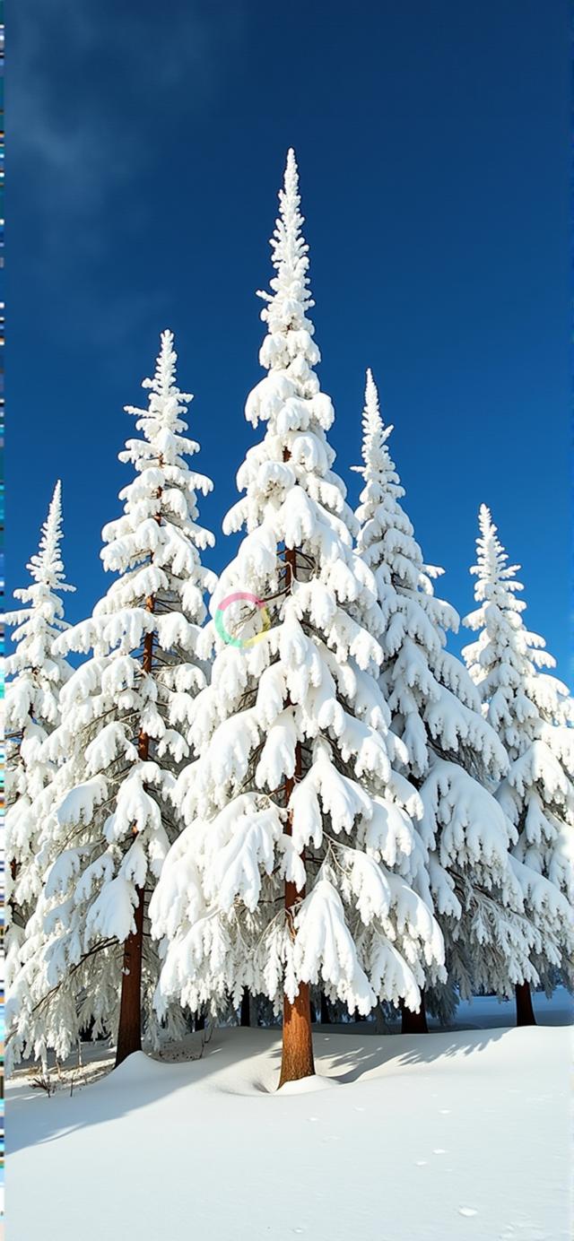 雪覆松林映碧空：宁静冬景摄影
