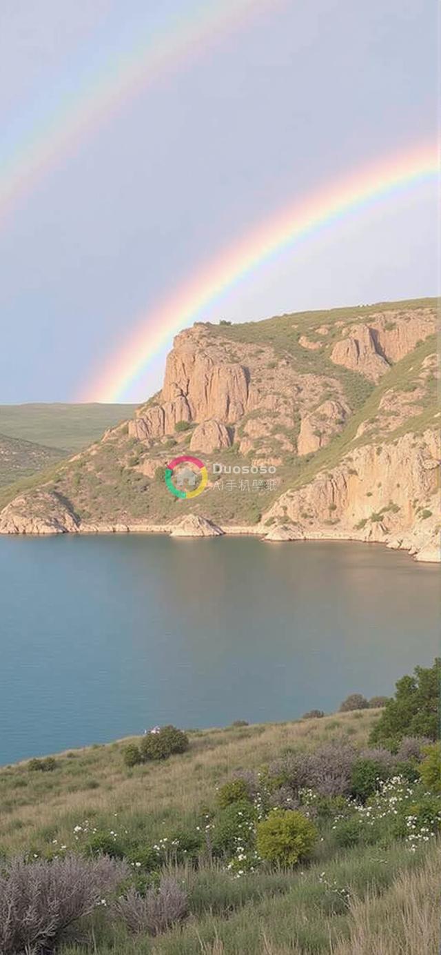 宁静山水间 双彩虹映碧湖：醉人风光摄影