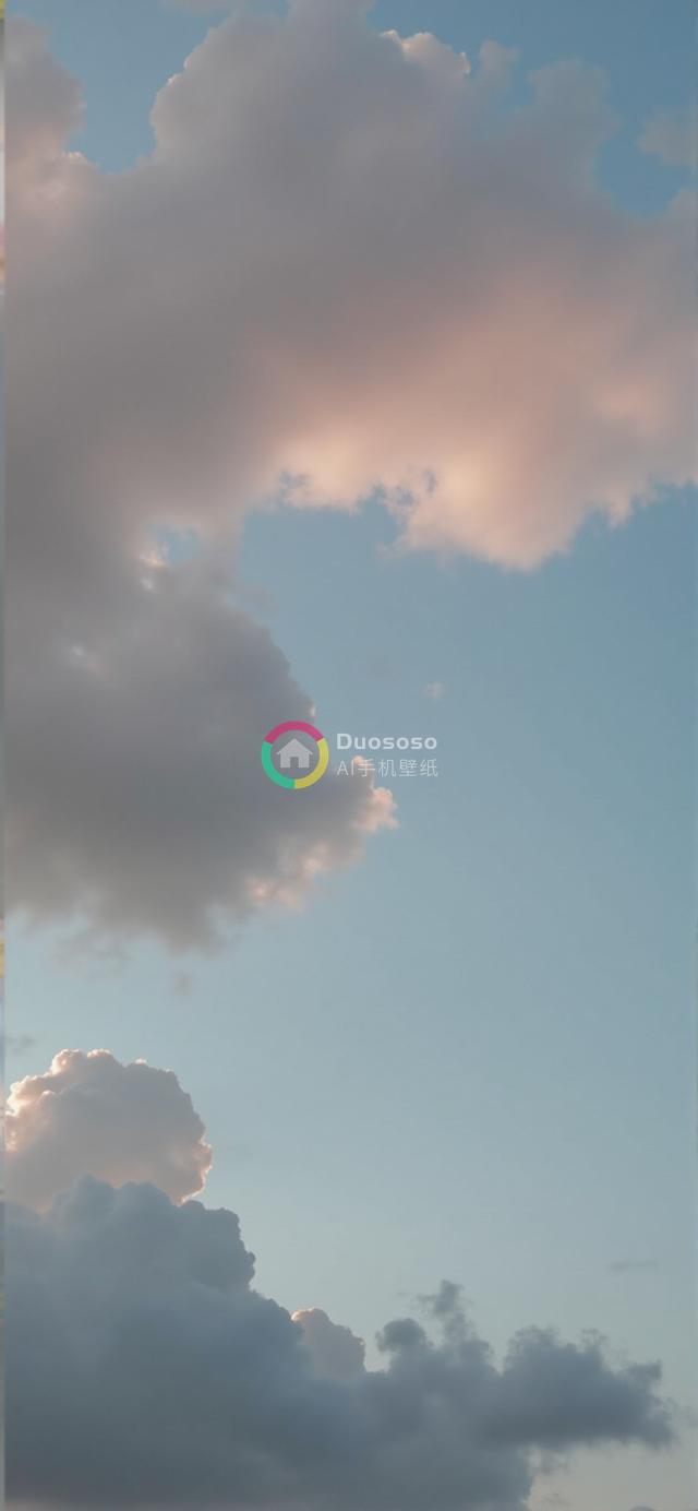 白昼玫瑰粉云朵映衬下的宁静蓝天摄影