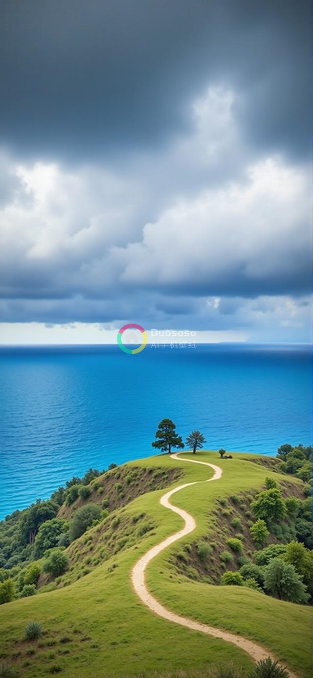 蜿蜒山道望蔚蓝海洋：风起云涌下的宁静之旅