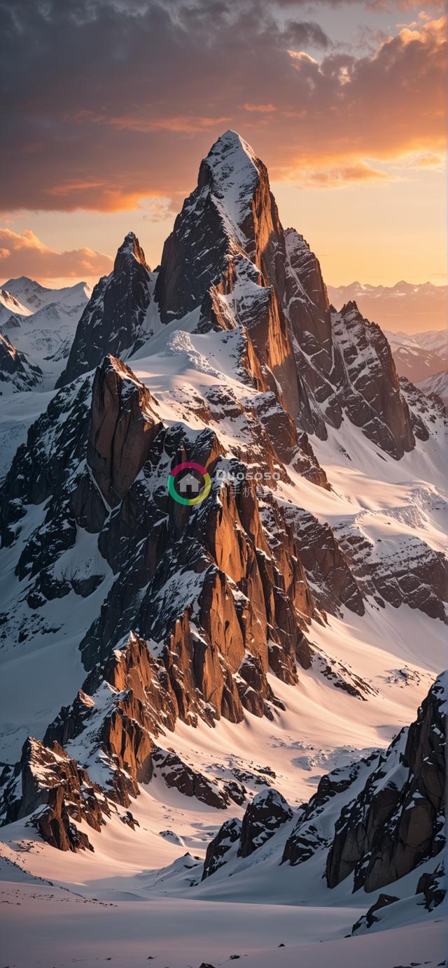 of
日落时分的雄伟雪峰摄影：自然之美与力量尽显